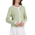 thumbnail image 4 of INSPIRE CHIC Women's Elegant Cardigan Sweaters Spring Fall Long Sleeve Knit Ribbed Jacket L Light Green, 4 of 4
