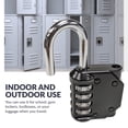 thumbnail image 4 of Cerradura de combinación de 4 dígitos mejorada por hardware - Candado impermeable para exteriores para la escuela, casillero de gimnasio, combinación de cerradura de 4 dígitos - Negro, 4 of 5