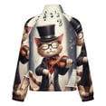 thumbnail image 6 of Jackets for Women Winter Coat Jackets Flannel Stand Collar Jacket(Cat Violinist Performance,Size:S-4XL), 6 of 7