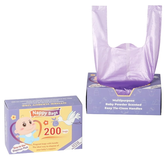 Disposables Diaper Bags,Diaper Sacks, Handle,Diaper Disposal or Pet Waste Bags, Powder Faint Scented