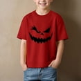 thumbnail image 2 of larppty Toddler Boy Girl Halloween T-Shirts Skeleton Kids Pumpkin Short Sleeve Shirts (Red,7-8 Years), 2 of 4
