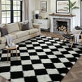 thumbnail image 5 of BERTHMEER 8'x10' Large Checkered Shag Area Rug for Living Room, Modern Black and White Ultra Non-Slip Large Soft Indoor Fluffy Rugs for Bedroom Carpet Home Dorm Aesthetic Decor, Black&White, 5 of 6
