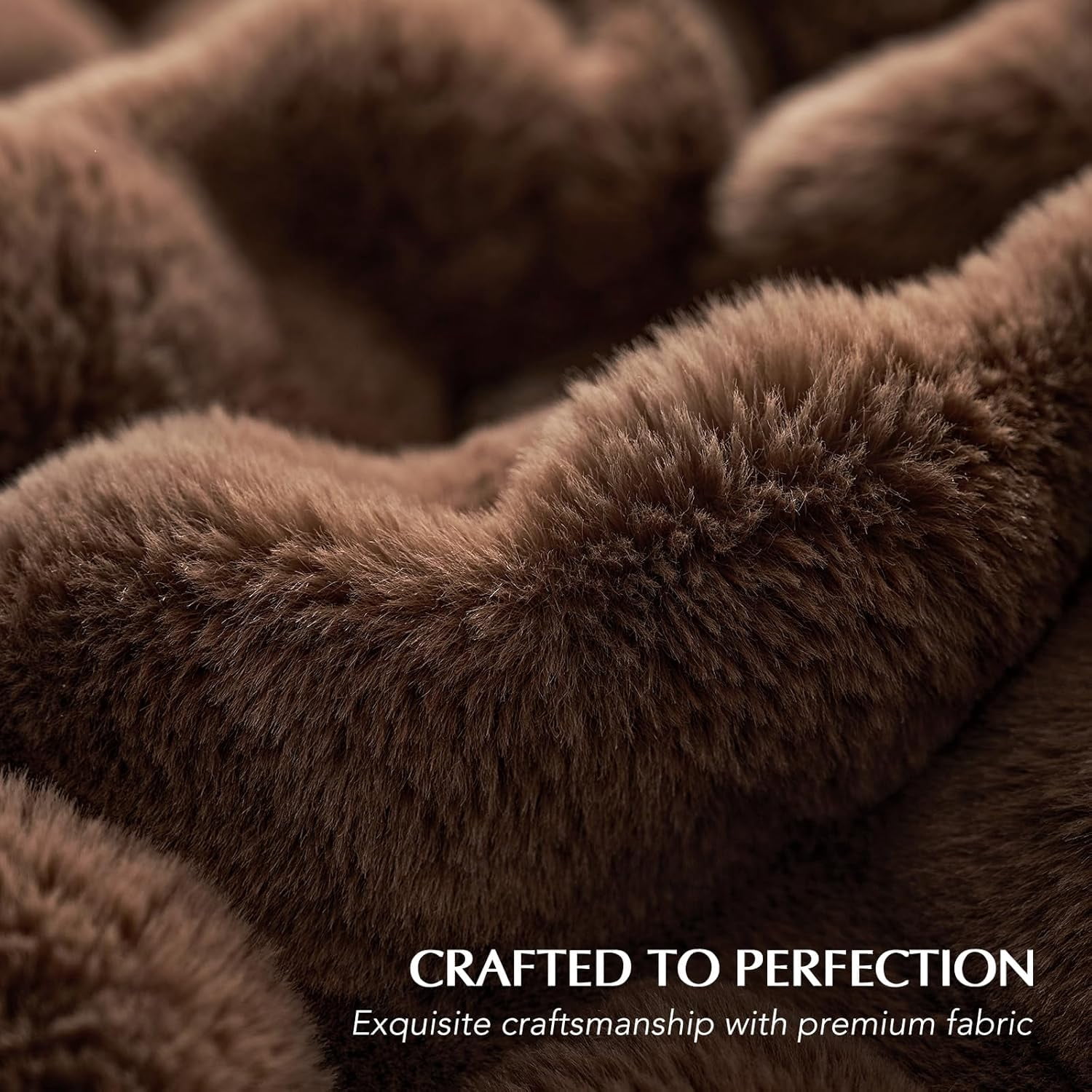 EverGrace Ultra Soft Luxury Fluffy Faux Rabbit Fur Throw Blanket, Thick Warm Bubble Throw for Bed, Cozy Plush Reversible Blankets for Couch, Chair, Sofa, Chestnut, 50x60 Inches