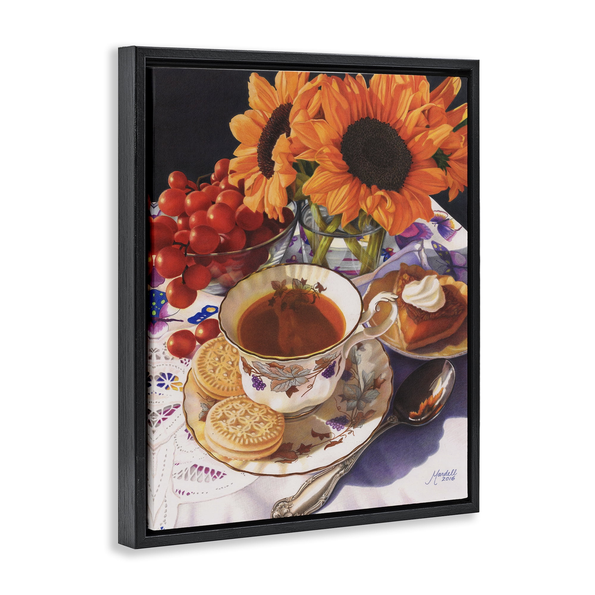 Stupell Industries Autumnal Tea Party Food & Beverage Painting Black Floater Framed Art Print Wall Art, 17 x 21