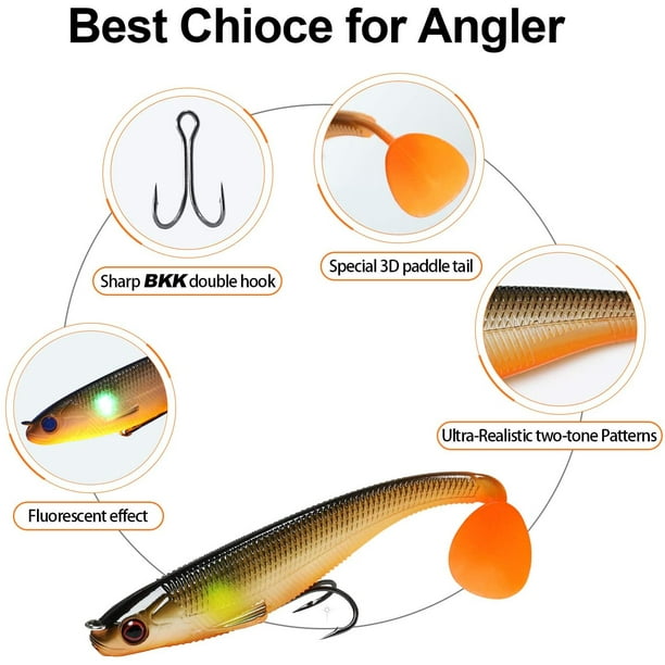 TRUSCEND Fishing Lures for Bass, Soft Swimbaits with Pre-Rigged