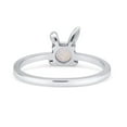 thumbnail image 3 of Art Deco Bunny Rabbit Round Lab-Created White Opal Ring Band 925 Sterling Silver Size 9, 3 of 5