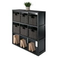 thumbnail image 4 of Winsome Wood Timothy 3x3 Black Storage Shelf with 6 Foldable Woven Chocolate Baskets, 4 of 10