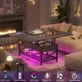 thumbnail image 6 of Homieasy Coffee Table Lift Top with LED Light and Power Outlet, Multi-Function Coffee Table Converts to Dining Table, Center Table with Shelves for Living Room Reception Home Office, Espresso, 6 of 7