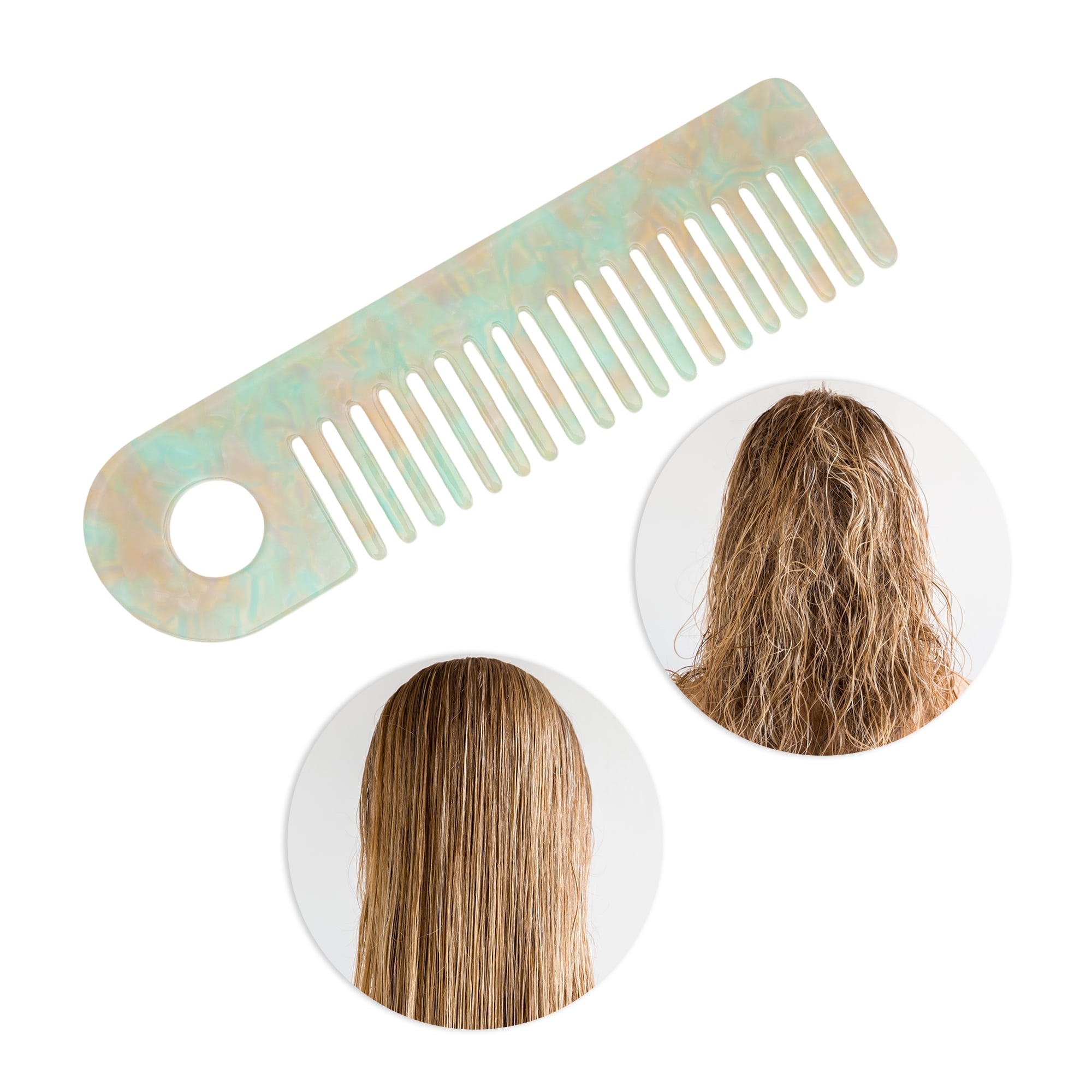 Unique Bargains 1 Pc Exquisite Marble Pattern Hair Comb for All Hair Types Cyan Blue