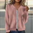 thumbnail image 2 of Womens Zip Up Jacket Cardigan Fall Casual Outwear Cable Knit Long Sleeve Solid Hoodless Bomber Coat with Pockets (XL, Pink), 2 of 6