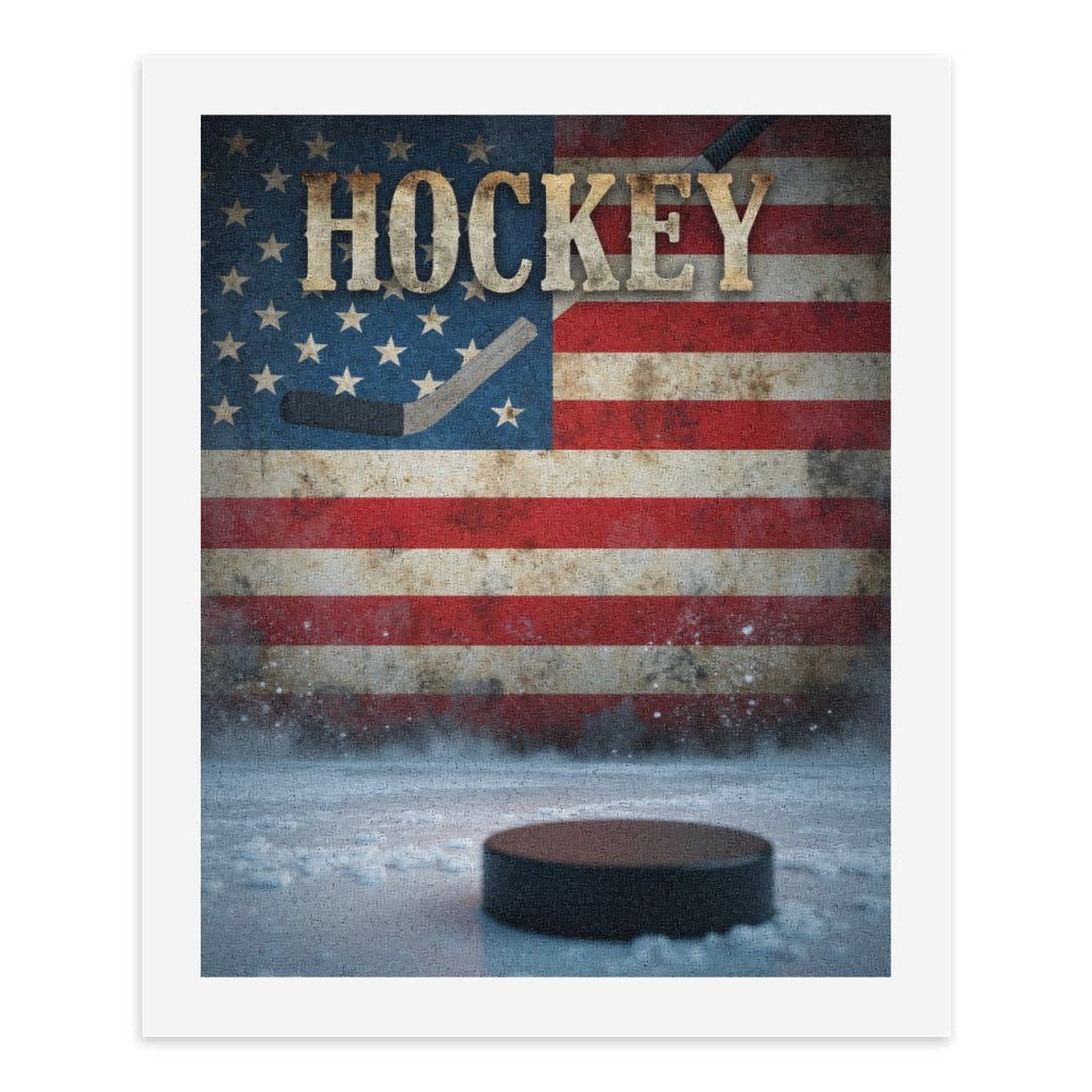 Paint by Numbers Kit for Adults, Ice Rink American Flag Hockey Puck Paint by Numbers, Easy Paint by Numbers Kit for Adults Beginner, DIY Adult Paint by Number Kits on Canvas, Home Decor