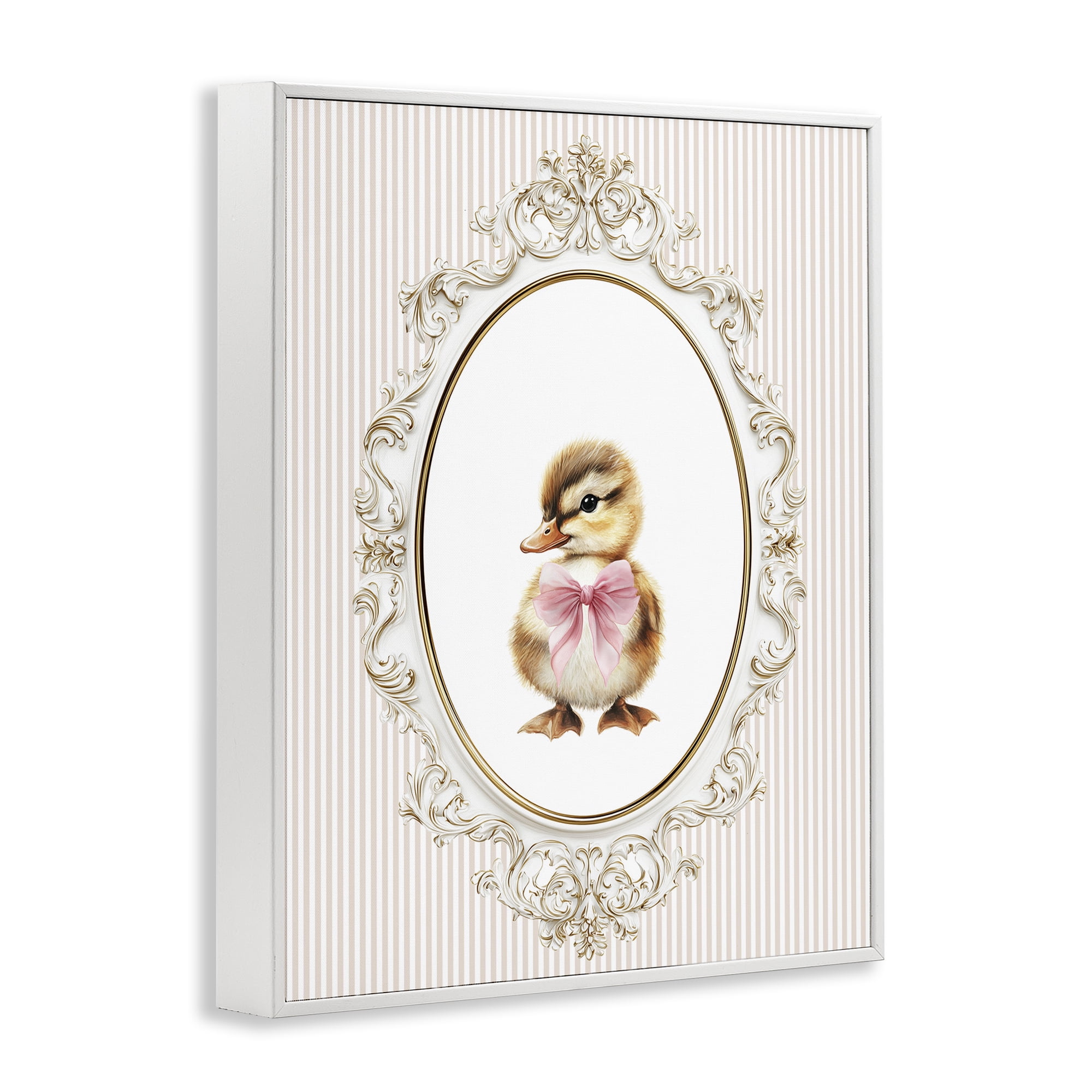 Stupell Industries Spring Gingham Baby Duck White Framed Giclee Art, design by Christine Simpson Art