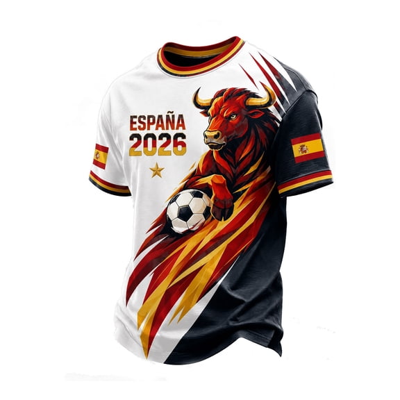 Letdown Soccer Shirts for Men Spain Crewneck Short Sleeve Casual French Tee Sportswear Athletic Tee Top Summer Graphic Tee Tops for Daily Wear