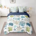 thumbnail image 2 of Erosebridal Ocean Coral Bedding Sets Twin Size, Cute Starfish Comforter Sets with Sheets, Marine Plant Reversible Bed Set, Microfiber Bedroom Decor, 7 Pieces, 2 of 6
