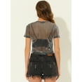 thumbnail image 4 of INSPIRE CHIC Mujer Sexy Chaleco Camiseta de Manga Corta CamiINSPIRE CHICransparente Chaleco Camisa de Malla brillante Negro XL, 4 of 5