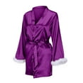 thumbnail image 5 of Dihao Silk Robes for Women Floral Printing Trim Satin Bride Robe 3/4 Sleeve Sexy Kimono Robe Sleepwear Women Solid Color Tie Straps Ice Shreds Taste Fashion Sexy Bathrobe Robe, 5 of 6