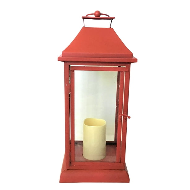 Belmont Holiday Decorative Candle Lantern, Large Red