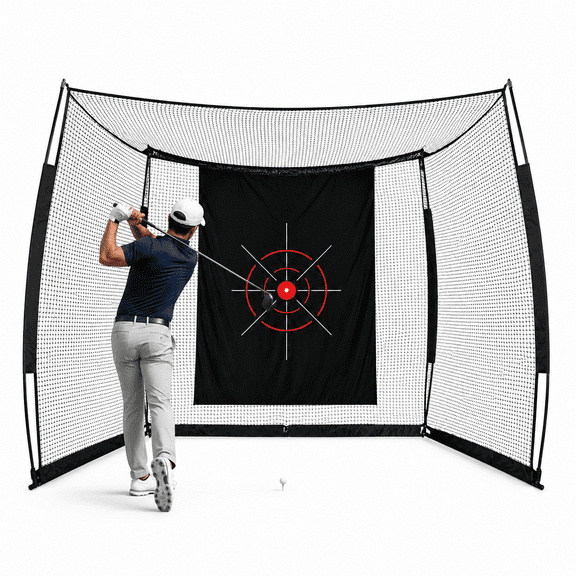 Oversized 10ft X 8ft Golf Practice Net With Target, Portable Driving Range For Indoor & Backyard Swing Training