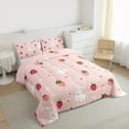 thumbnail image 3 of Manfei Kawaii Cute Rabbit Full Size Comforter Sets for Teen, Cartoon Strawberry Bedding Comforter Set, Princess Style Reversible Bedding Sets, Lightweight Room Decor, 3-Piece, 3 of 8