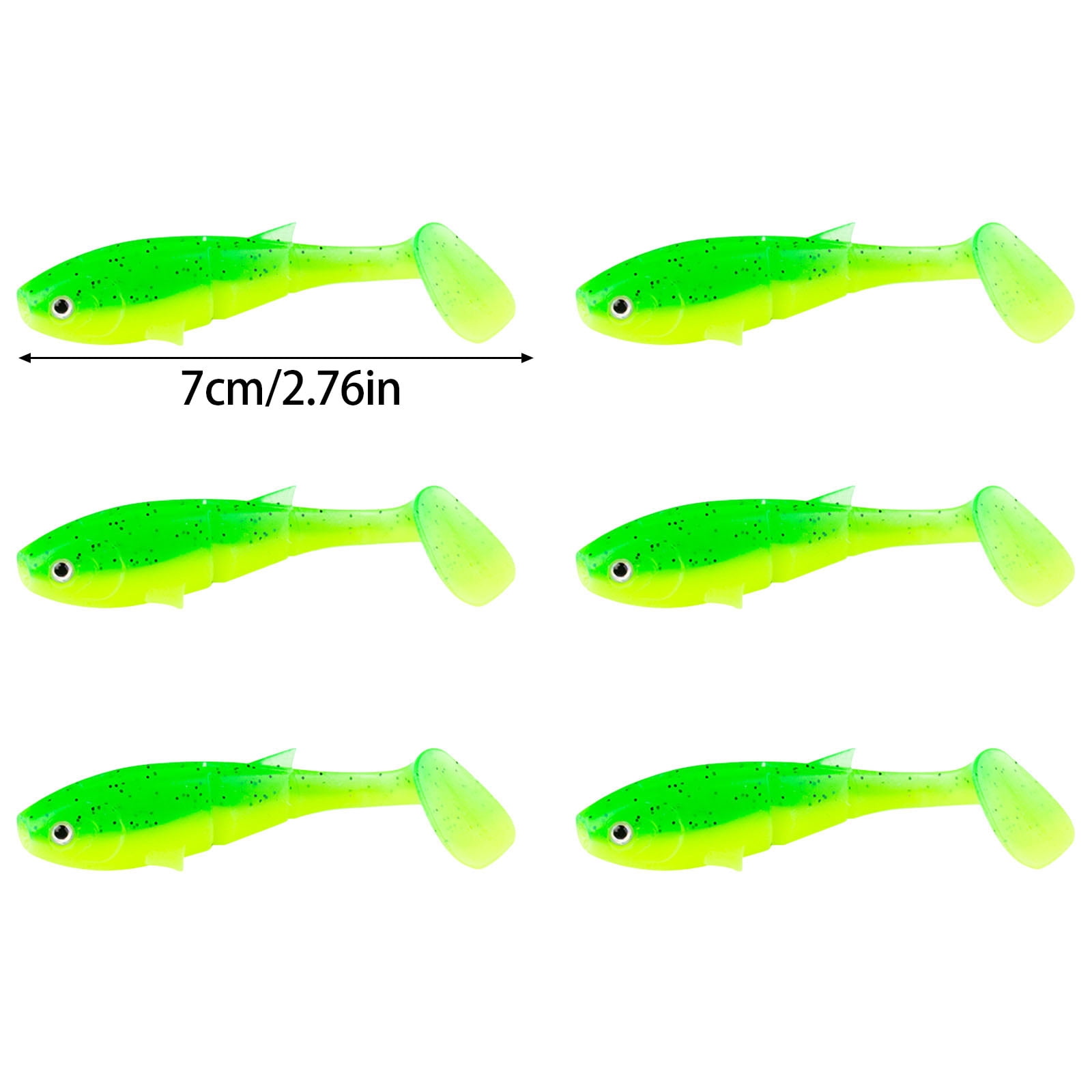 Lot De 6 Leurres Souples Pour Pêche (soft Baits) - 7cm - PVC - Différentes Couleurs - Pour Eau Douce Et Salée - 9
