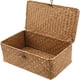 thumbnail image 1 of Cesta de almacenamiento de ratán tejido, caja de almacenamiento con tapa, hierba marina, cestas para la colada, organizador de maquillaje para baño, salón, cocina XXL, 1 of 7
