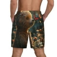 thumbnail image 2 of Lsque Mens Swim Trunks Sunshine Butterfly Flower Bear Pattern - Bathing Suit Compression Liner - Beach Swim Shorts Swimwear - (S-3XL) - Stretch Quick Dry -3X-Large, 2 of 9