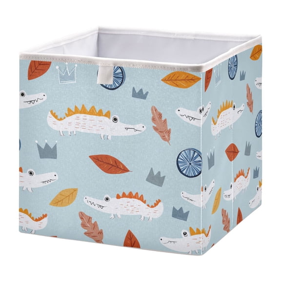 Storage Box Foldable Storable and Easy to Assemble 11.02x11.02x11.02 Inches Open Home Storage Bins Closet Storage Bins Crocodile Pattern