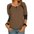 thumbnail image 1 of Camisas de manga larga para mujer con botones casuales, túnica superior cómoda y elegante para uso diario Café S, 1 of 6