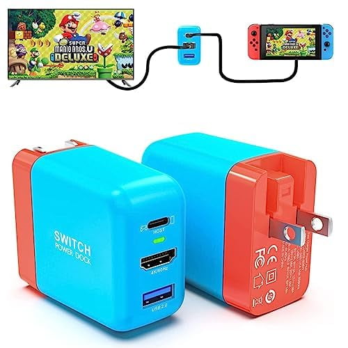Mirabox Portable Switch Dock Charger for Nintendo Switch - 36W TV Docking Station with 4K HDMI, USB-C PD Fast Charging, USB 2.0 - Full-Featured USB-C Cable Included