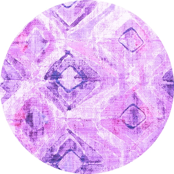 Ahgly Company Indoor Round Abstract Purple Contemporary Area Rugs, 6' Round