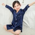 thumbnail image 4 of LYMAYTER 2-12 Years Girls Satin Silk Nightgown Button down Sleepwear Kids Short Sleeve Pajamas for Toddler V-Neck Dress Cardigan Robe, 4 of 9