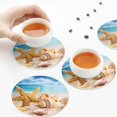 thumbnail image 7 of Pofeuu Beach Starfish Shell Print Leather Coasters Set of 6, Round Cups Mugs Mat Pad for Home Kitchen Heat Resistant Drink Coasters,Round Shape, 7 of 7