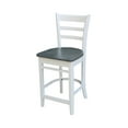 thumbnail image 5 of International Concepts 36"H Wood Round Pedestal Gathering Height Table with 2 Emily Counter Height Stools - White/ Heather Gray - Set of 3 Pieces, 5 of 5