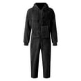 thumbnail image 3 of Men's Hooded Onesie Pajamas Lightweight Fuzzy Fleece Zip Up Jumpsuit Long Sleeve One Piece Pjs Romper Warm Loungewear with Pocket, 3 of 6