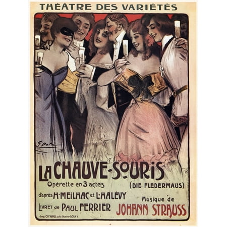 Strauss Die Fledermaus Nfrench Lithograph Poster For Johann