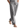 thumbnail image 3 of Lightweight Linen Pants for Men Relaxed Fit Summer Beach Trousers Casual Lounge Bottoms Travel Slacks with Deep Pockets, Gray XXL, 3 of 4