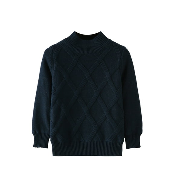 GYRATEDREAM Unisex Toddler Baby Cable Knit Cotton Thicken Sweater Pullover Boys Girls Long Sleeve Turtleneck Fleece Sweatshirt Kids Basic Tees Plain Shirt Casual Warm Tops for 2-10 Years