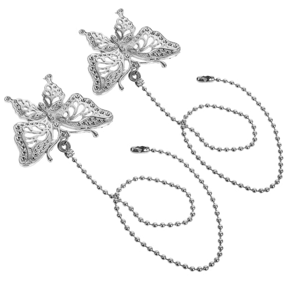 GETAJGHSD 2Pcs Butterfly Ceiling Fan Pull Chain Replacement Silver Light Switch