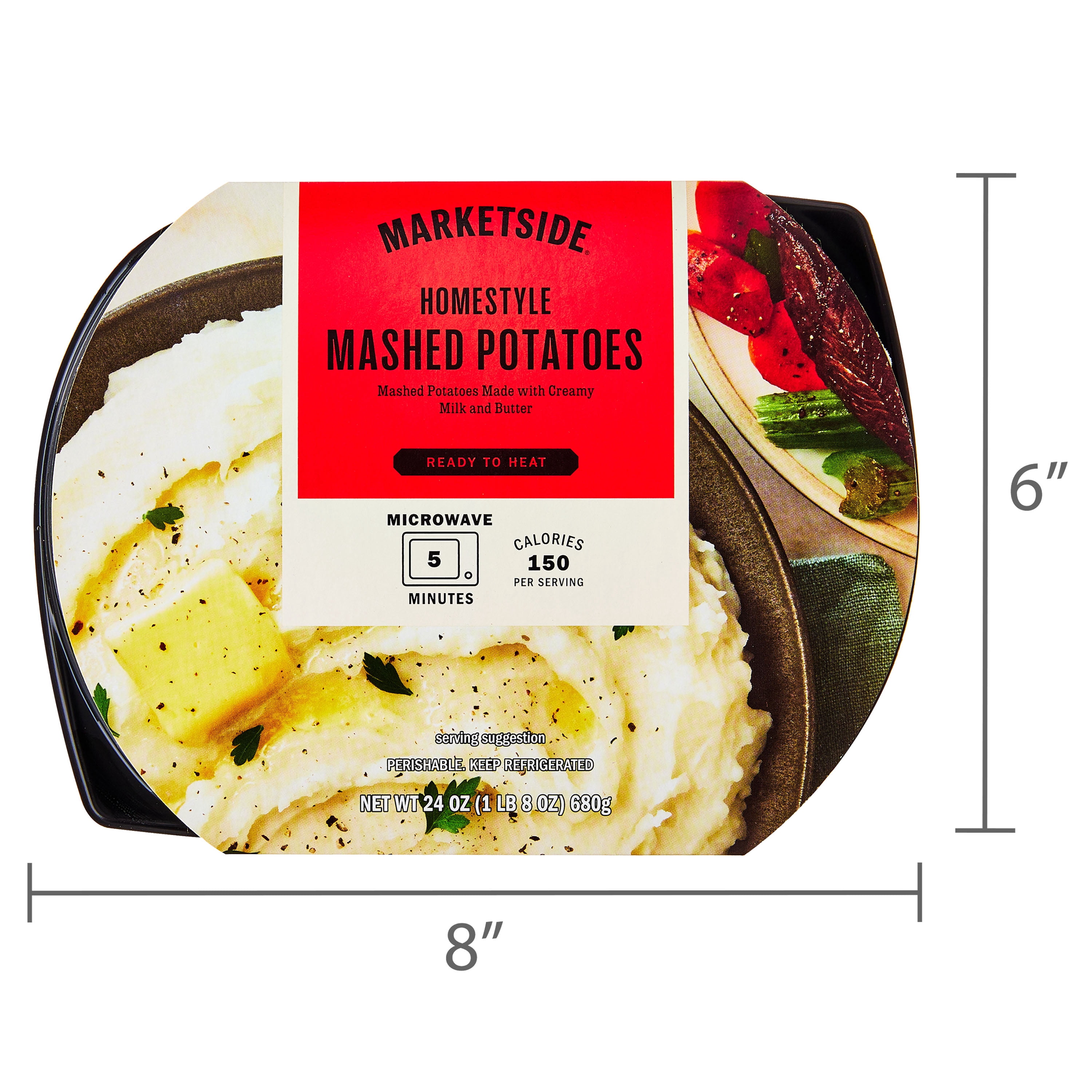 Marketside Ready to Heat Side Homestyle Mashed Potatoes Tray, 24 oz