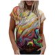 thumbnail image 1 of Moda Mujer Causal Rounk Cuello Impresión Blusa Manga Corta Camiseta Verano Tops Fridja bn4284, 1 of 5