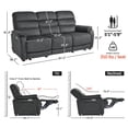 thumbnail image 5 of MCombo 3 Seater Zero Wall Hugger Power Recliner Sofa with Drop Down Table for Living Room, RVs, Fabric, Dark Grey, 5 of 11