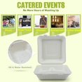 thumbnail image 3 of Diska Nulife Biodegradable Sugarcane Bagasse Take-Out Containers, 9"x9"x3", White (25 Pack), 3 of 8