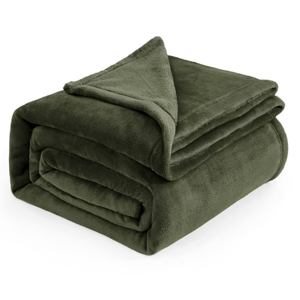 Manta Bedsure Fleece Queen, color verde oliva, 230 x 230 cm