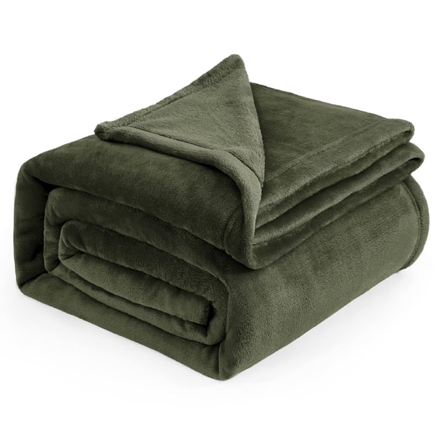 Manta Bedsure Fleece Queen, color verde oliva, 230 x 230 cm