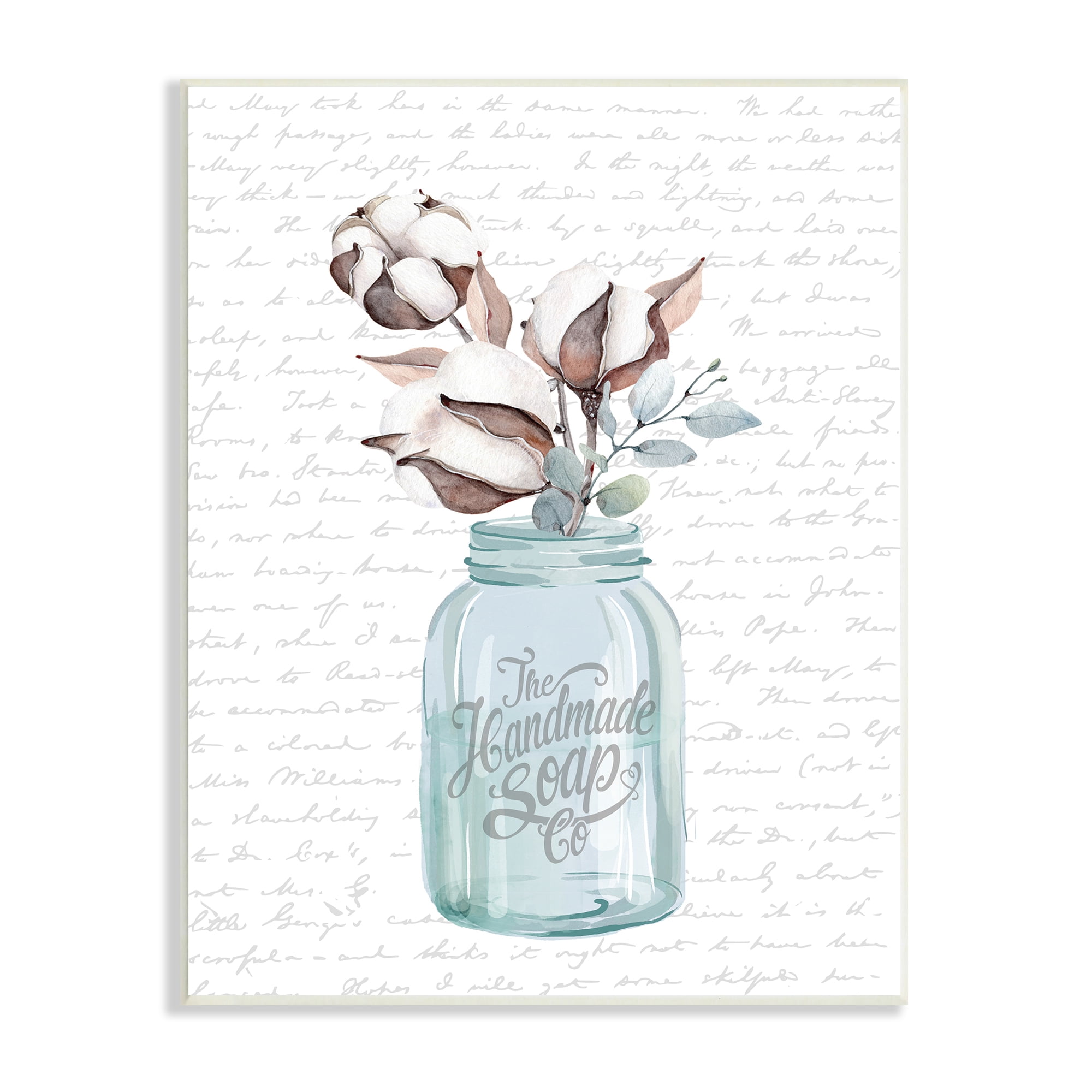 Stupell Industries Handmade Soap Jar Cotton Flower Bathroom Word Design ...