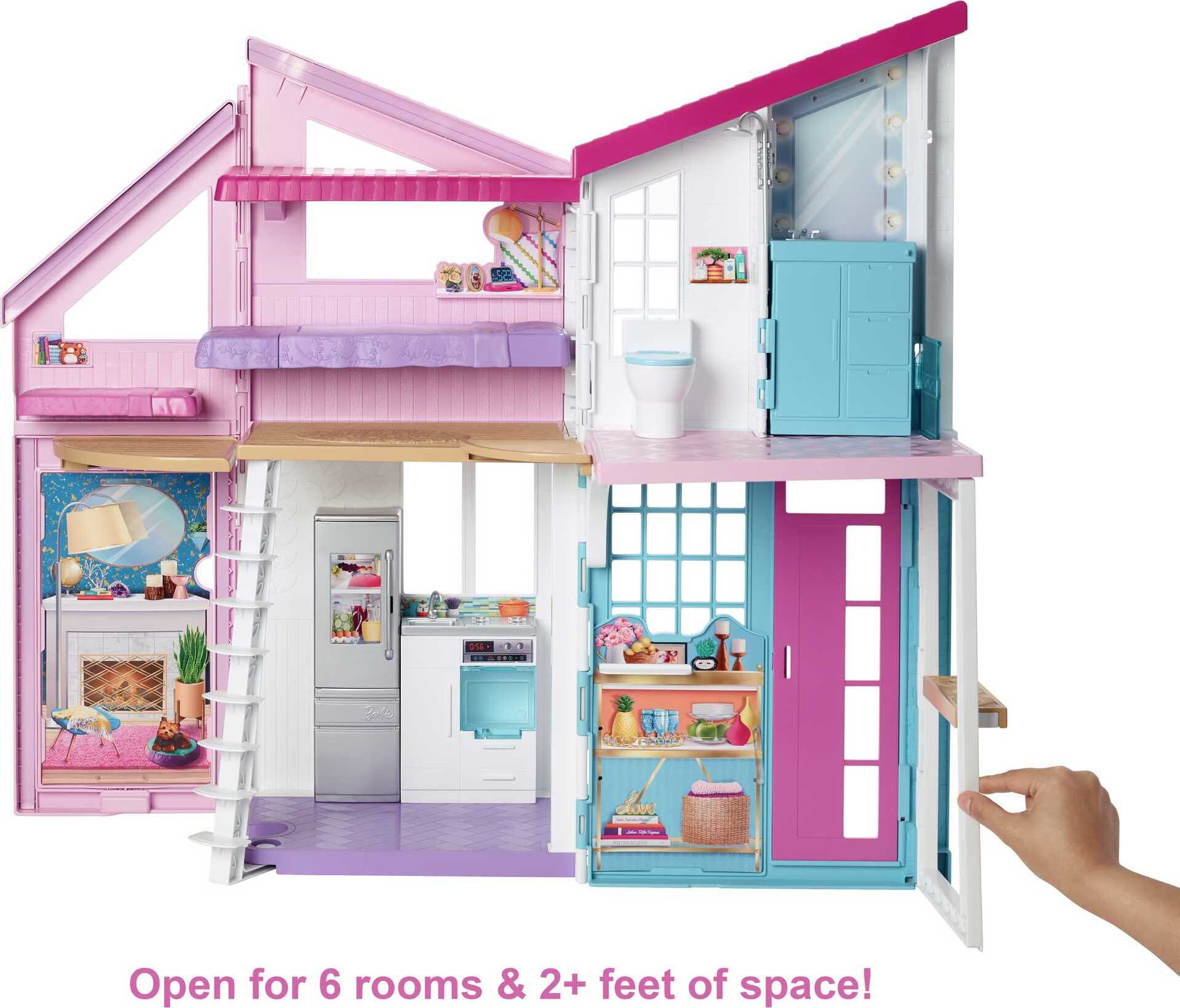 Barbie Malibu House Dollhouse Playset with 25+ Furniture and Accessories (6 Rooms) - image 4 of 8