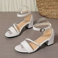thumbnail image 5 of Womens Court Shoes Mid Heel Chunky Dress Sandals Open Toe Ankle Strap Heel Fashion Wedding Party Comfort Dress Sandals Shoes White 5.5, 5 of 7