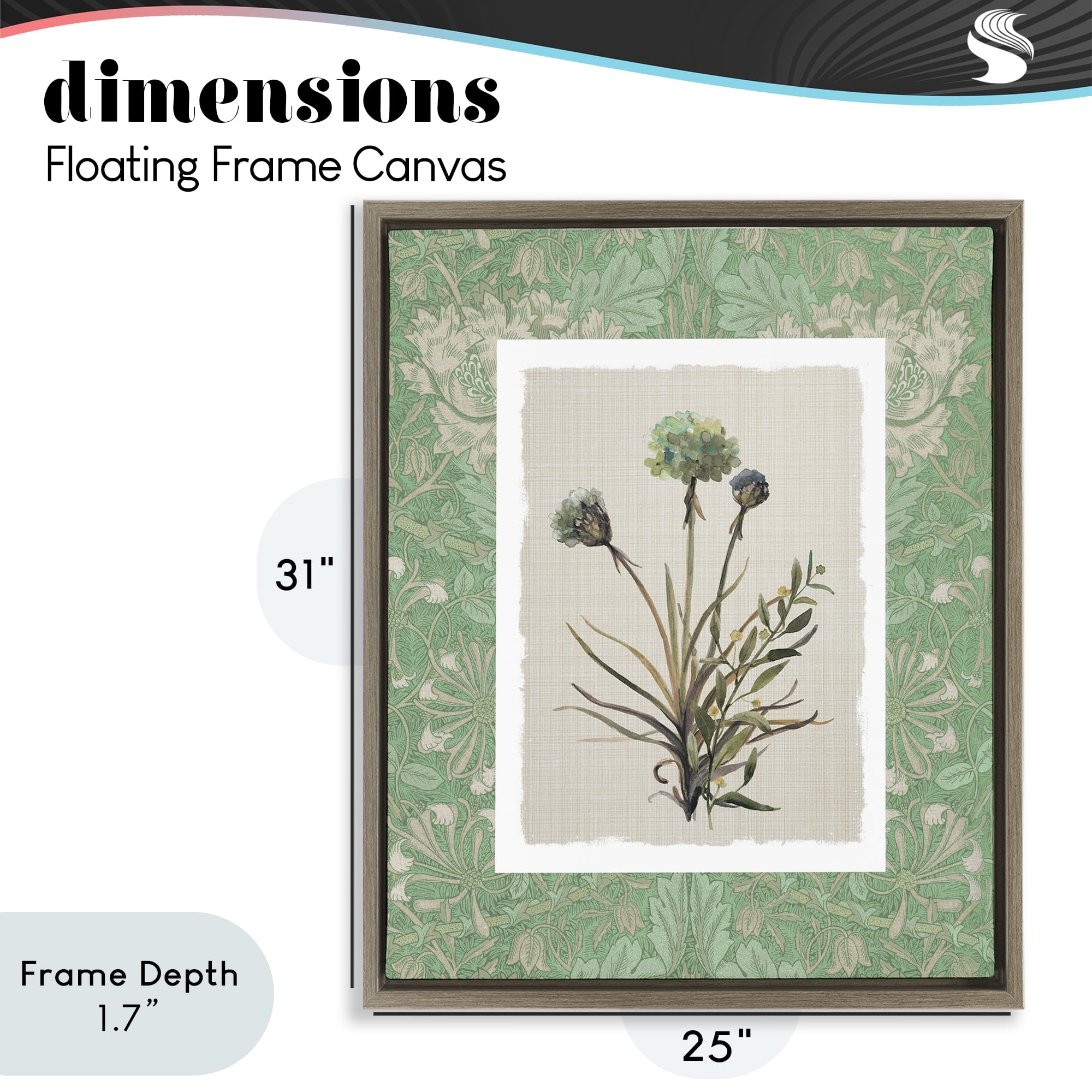 Stupell Industries Vintage Foliage in Green Brown Framed Floater Canvas Wall Art, design by Carol Robinson