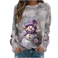 thumbnail image 2 of Women's Vintage Christmas Animal Graphic Round Neck Sweatshirt, Ugly Sweater Long Sleeve Casual Pullover Top, Holiday Party Fashion Blouse,Light Purple,S, 2 of 6