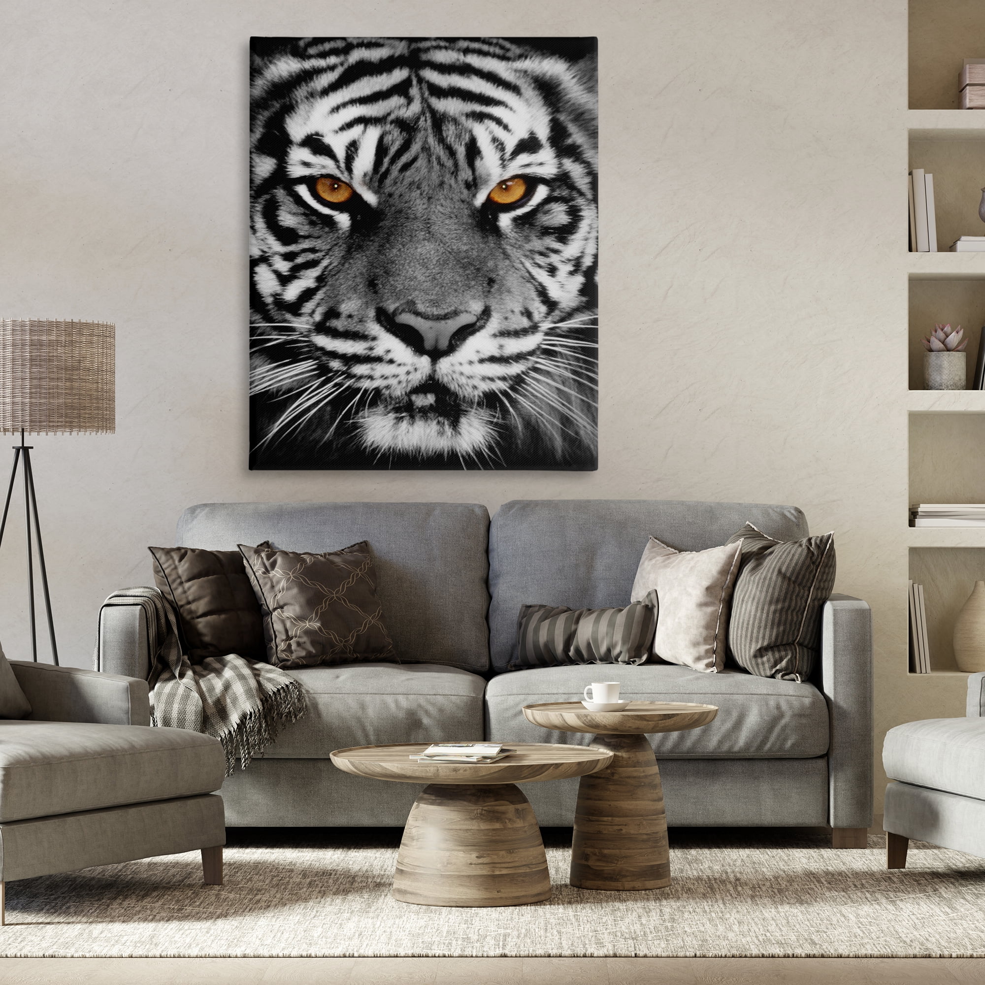 Stupell Industries Fierce Eyed Tiger Animals Painting Wrapped Canvas Art Print Wall Art, 36 x 48